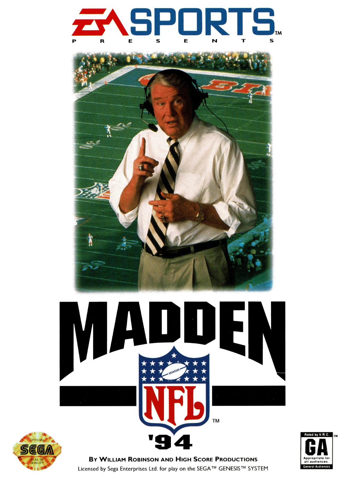 Clovis - Blue Shell Gaming - Madden NFL '94 - Video Game - Sega Genesis